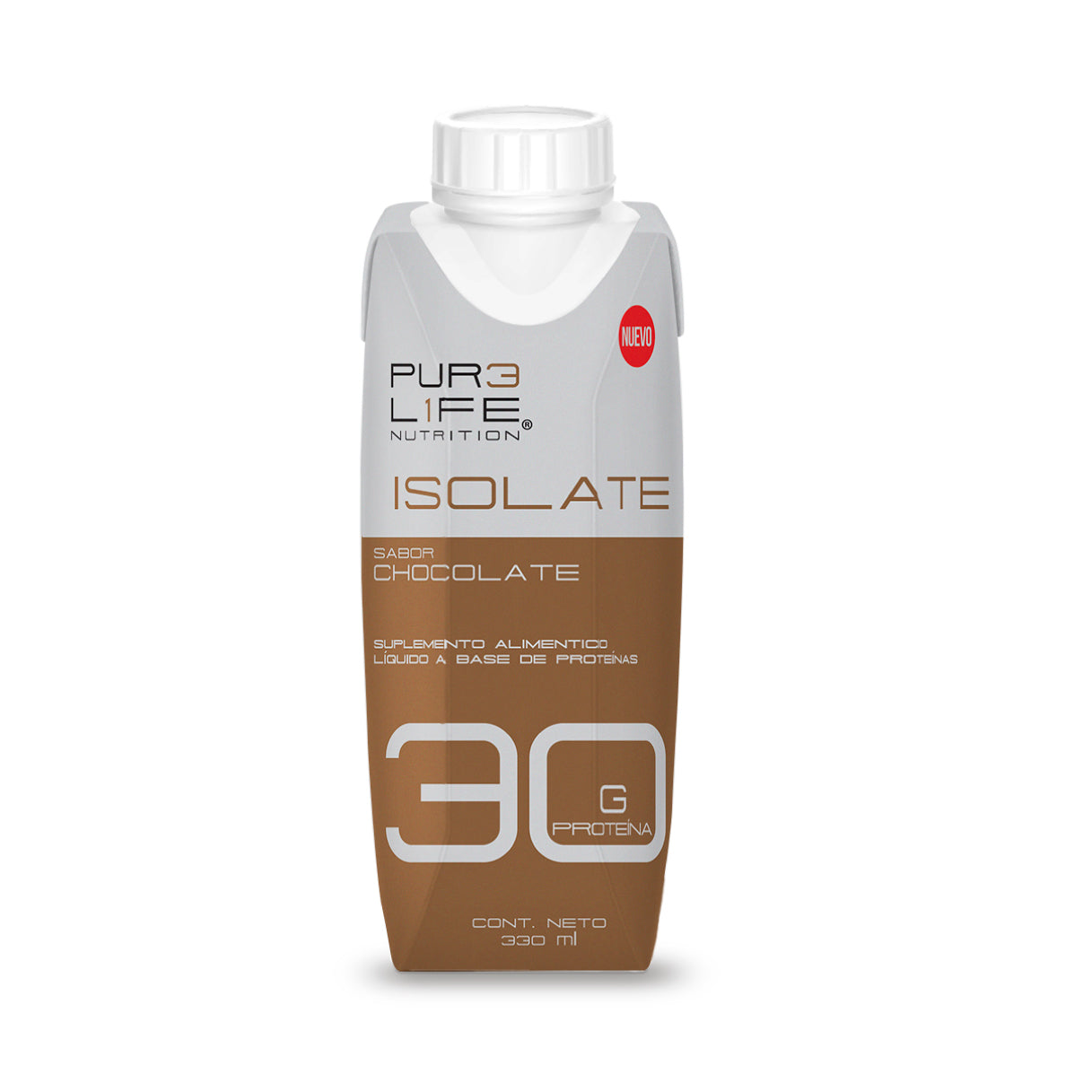Pure Life Proteína Isolate Rtd, 12 Piezas 330 ml c/u. Sabor Chocolate