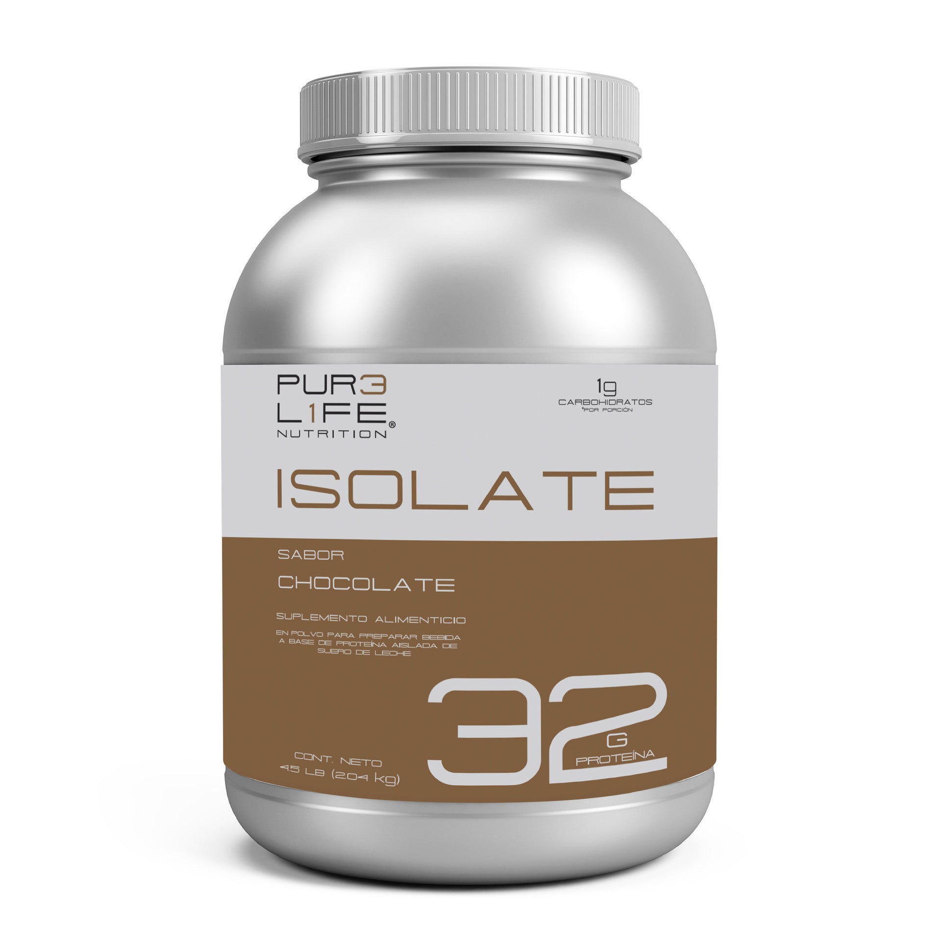 Pure Life Suplemento Gym Pre Entreno, Proteína Isolate 4.5 Libras (2.04 Kg) Con Vitamina C, Vitamina B Sabor Chocolate - 54 Porciones